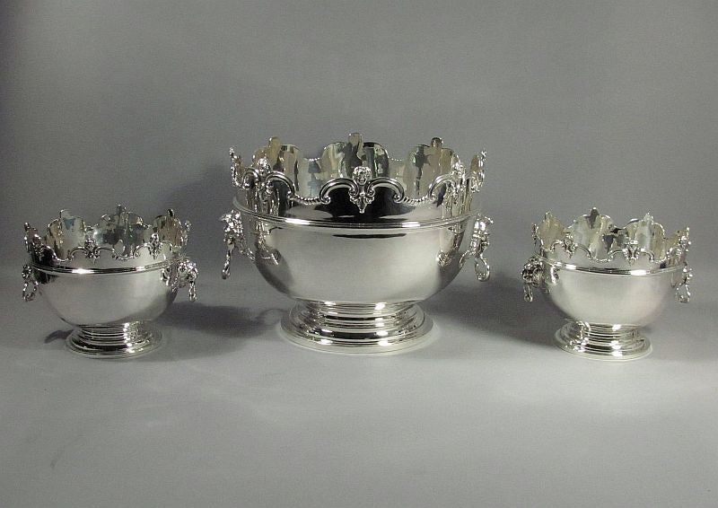 Set of 3 Silver Monteith Bowls - JH Tee Antiques