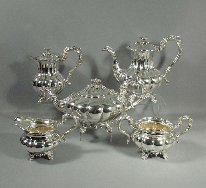 Birks Sterling Silver Tea Set and Tray - JH Tee Antiques