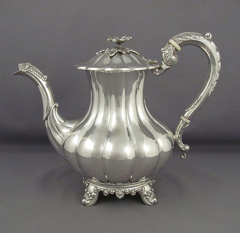 Birks Melon Pattern Sterling Silver Tea Set - JH Tee Antiques