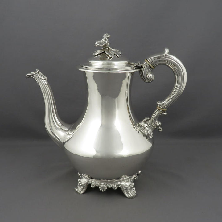 Irish Victorian Sterling Silver Coffee Pot - JH Tee Antiques