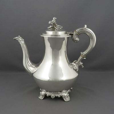 Irish Victorian Sterling Silver Coffee Pot - JH Tee Antiques