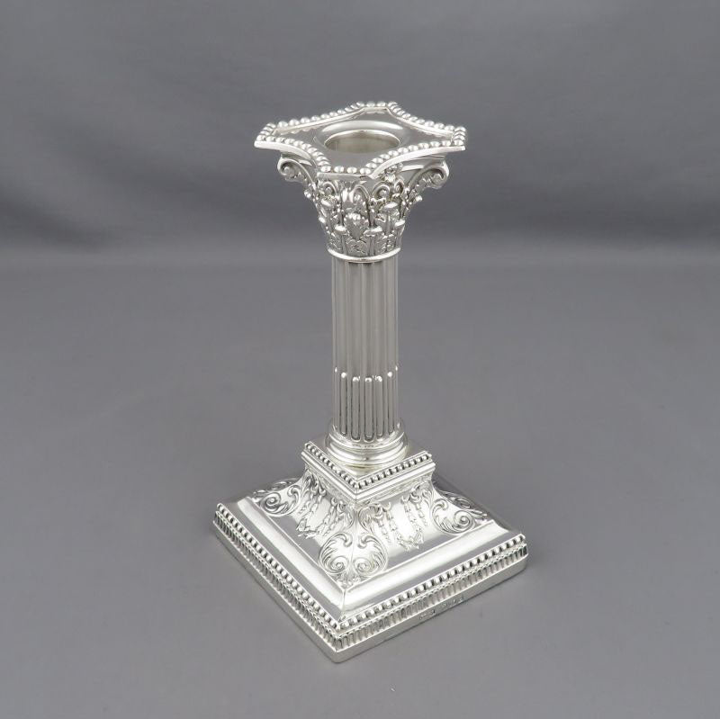 Pair of Victorian Silver Candlesticks - JH Tee Antiques