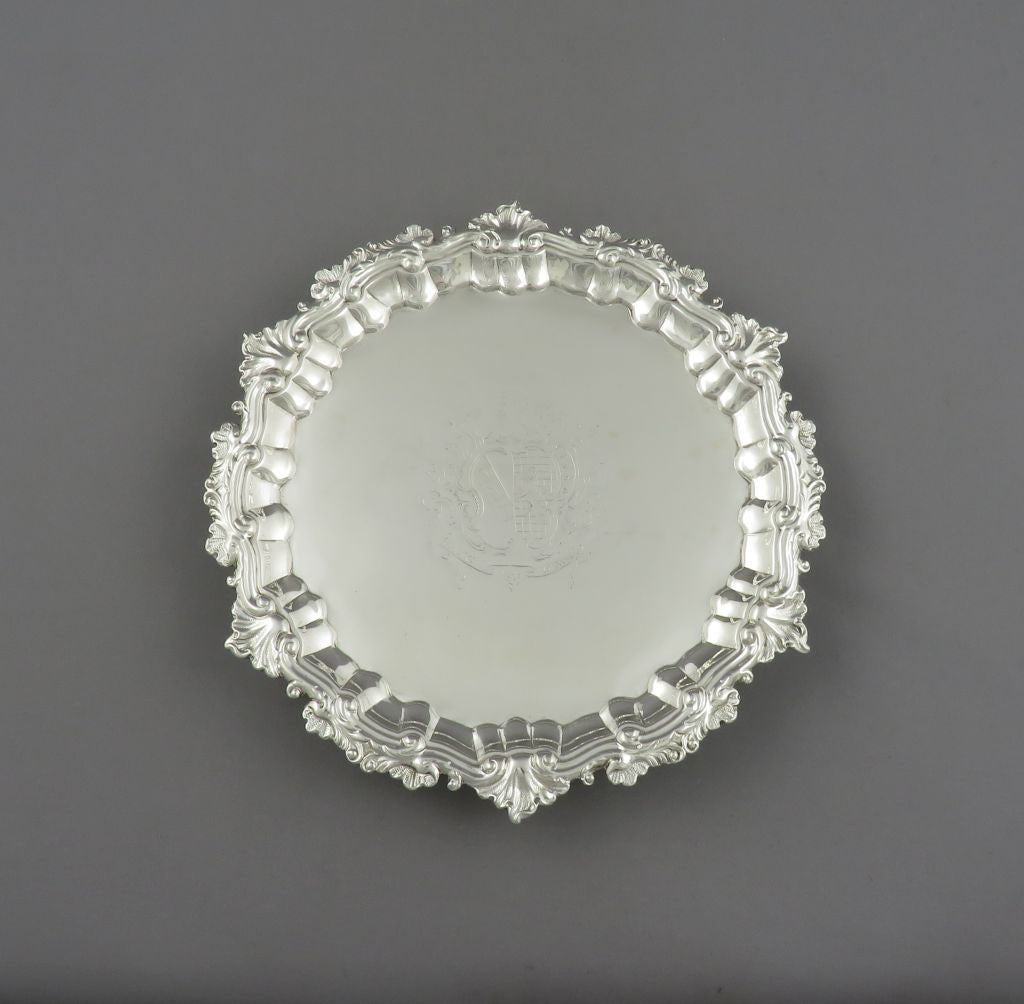 George II Sterling Silver Waiter - JH Tee Antiques