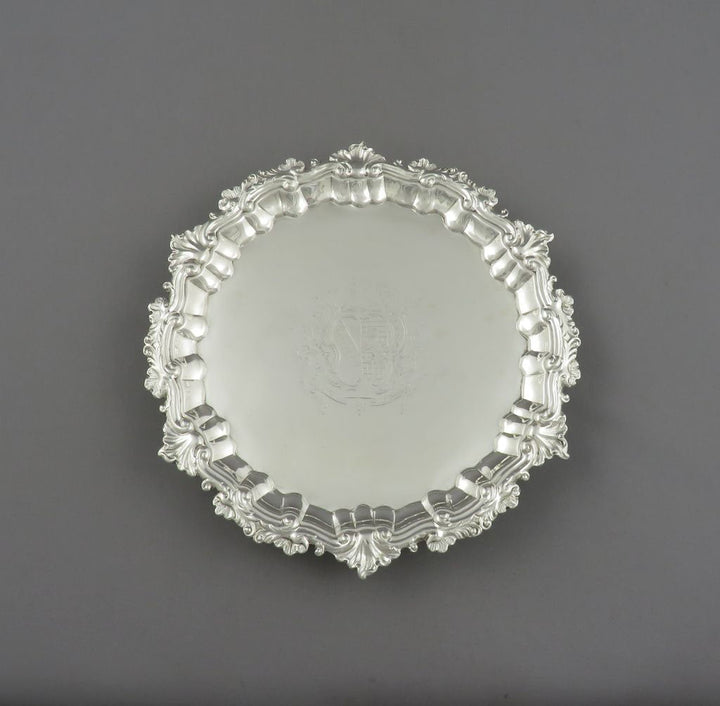 George II Sterling Silver Waiter - JH Tee Antiques