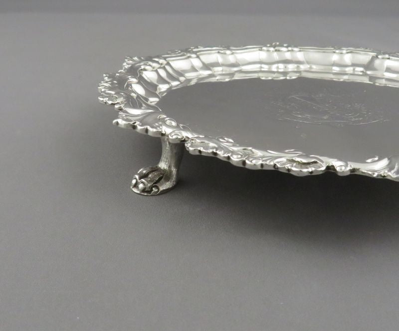 George II Sterling Silver Waiter - JH Tee Antiques