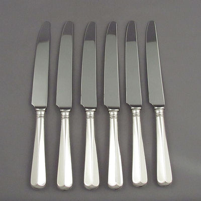 Set of Rat Tail Silver Dinner Knives - JH Tee Antiques