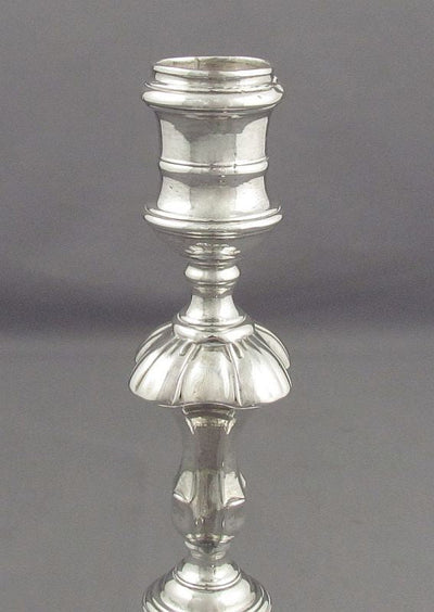 Pair of George II Silver Candlesticks - JH Tee Antiques