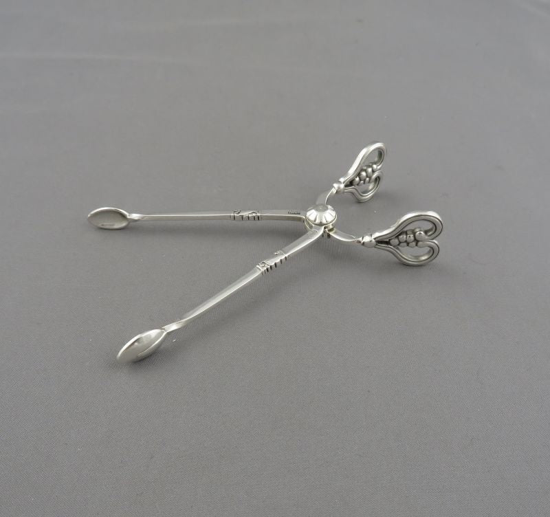 Georg Jensen Ornamental Sterling Sugar Tongs - JH Tee Antiques