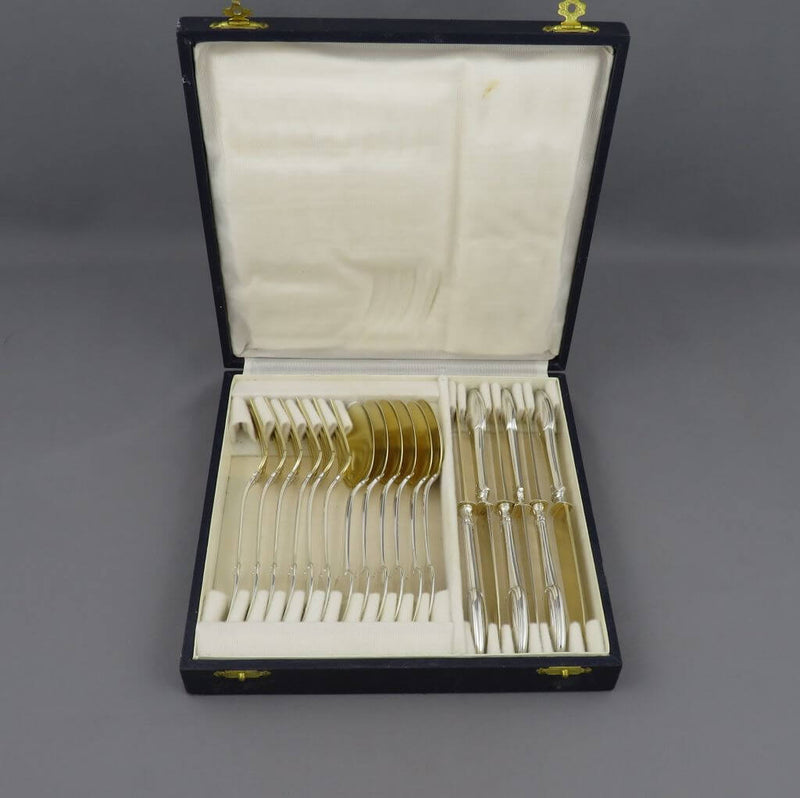 French Silver Gilt Fruit Service for 6 - JH Tee Antiques