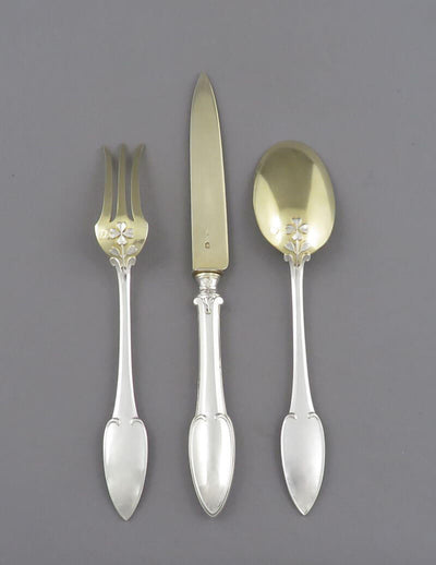 French Silver Gilt Fruit Service for 6 - JH Tee Antiques