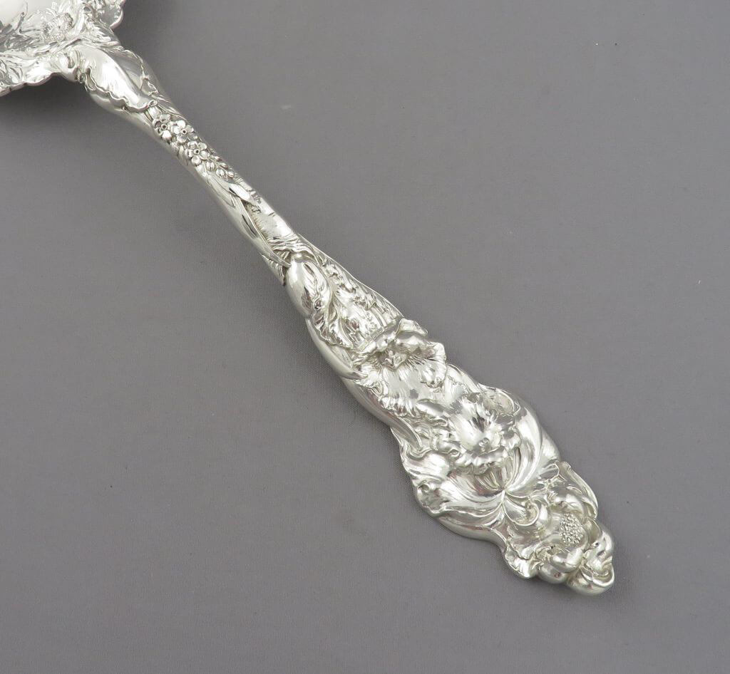 Les Six Fleurs Sterling Salad Servers - JH Tee Antiques