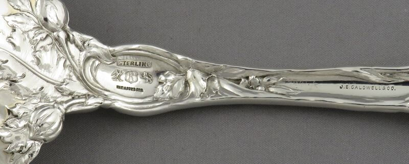 Les Six Fleurs Sterling Salad Servers - JH Tee Antiques