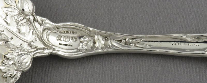 Les Six Fleurs Sterling Salad Servers - JH Tee Antiques
