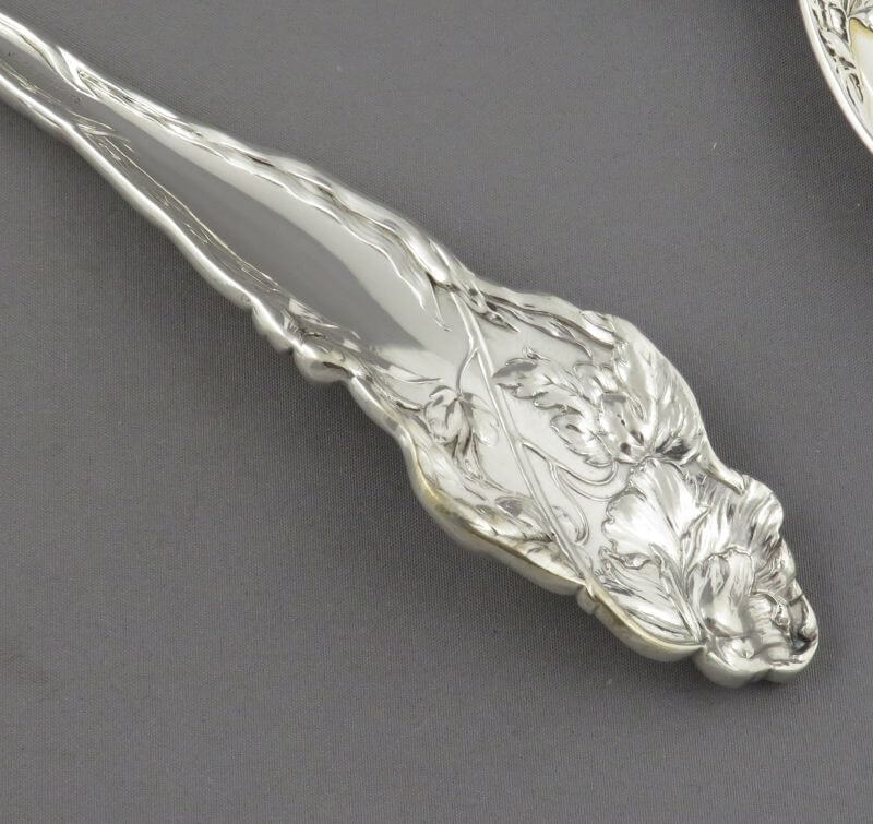 Les Six Fleurs Sterling Salad Servers - JH Tee Antiques