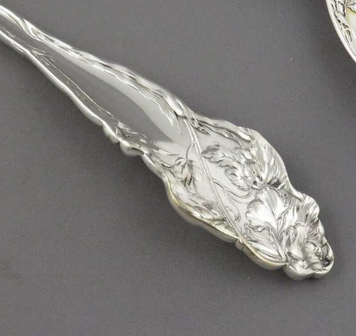 Les Six Fleurs Sterling Salad Servers - JH Tee Antiques