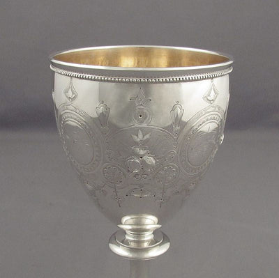 Pair of Coin Silver Goblets - JH Tee Antiques