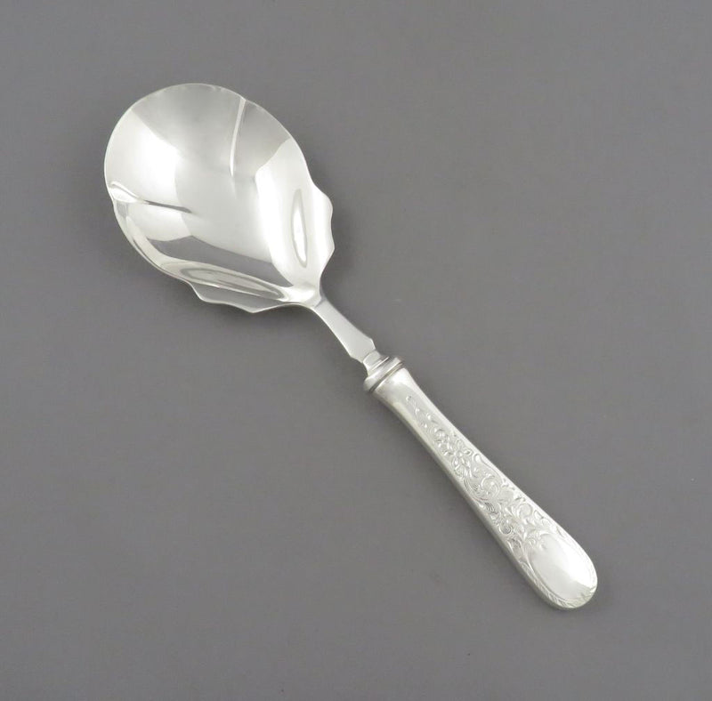 Birks London Engraved Pattern Silver Berry Spoon - JH Tee Antiques