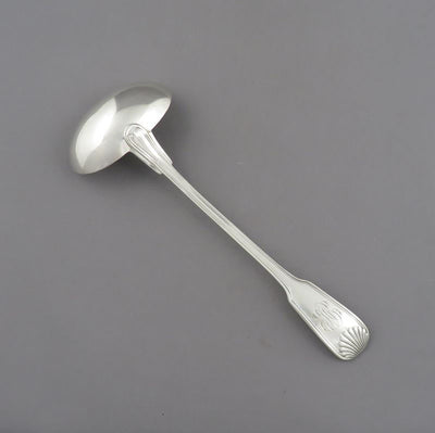 French Fiddle Thread & Shell Pattern Silver Gravy Ladle - JH Tee Antiques