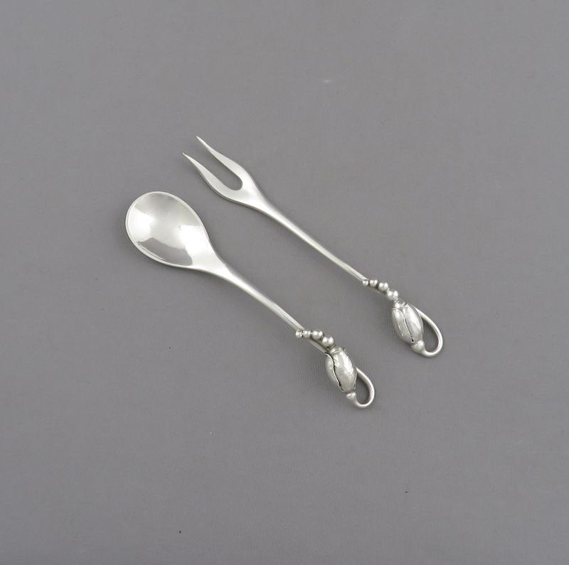 Georg Jensen Blossom Pattern Condiment Serving Set - JH Tee Antiques