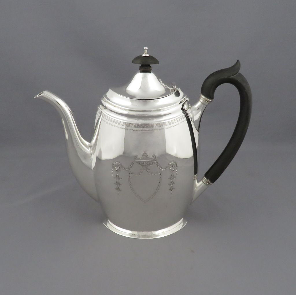 English Hallmarked Silver Coffee Pot - JH Tee Antiques
