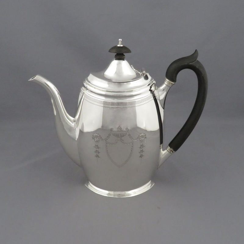 English Hallmarked Silver Coffee Pot - JH Tee Antiques