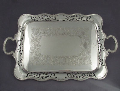 Antique English Sterling Silver Tea Tray - JH Tee Antiques