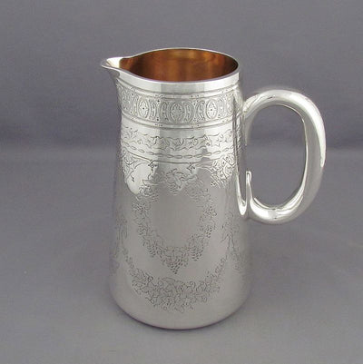 Victorian Sterling Silver Water Pitcher - JH Tee Antiques