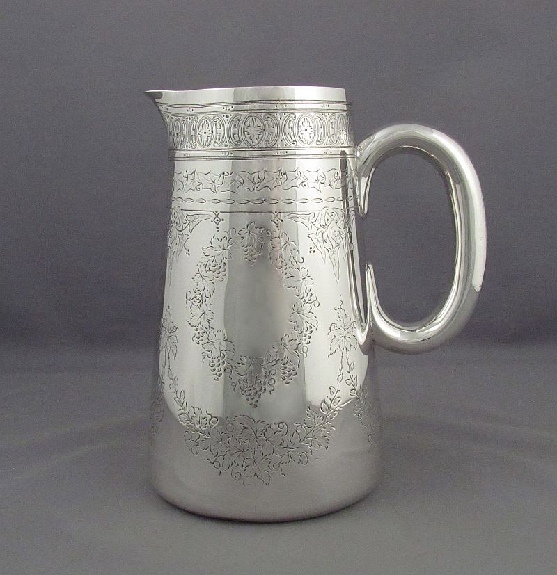 Victorian Sterling Silver Water Pitcher - JH Tee Antiques