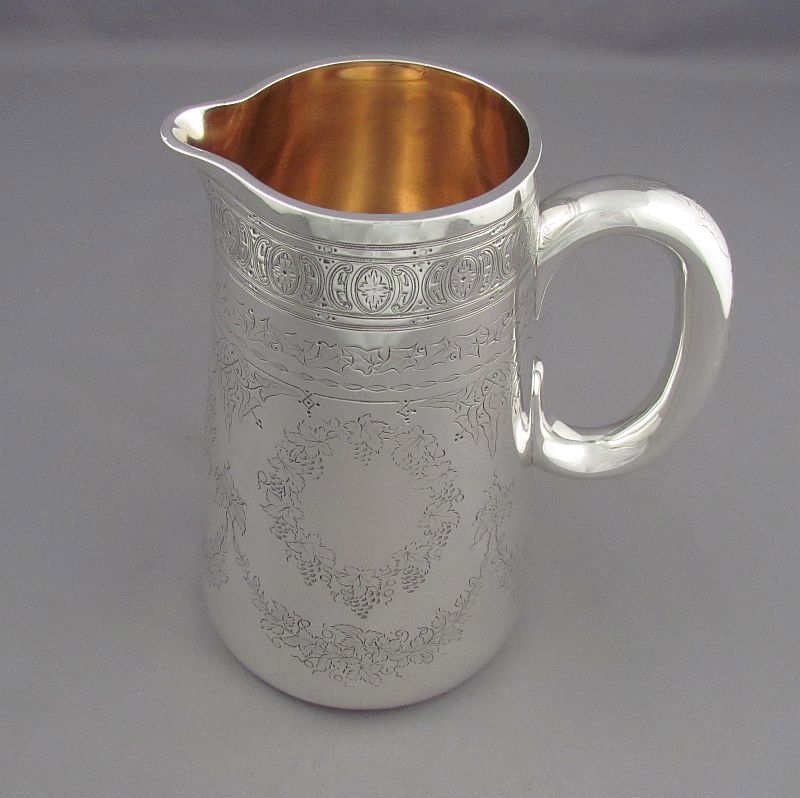 Victorian Sterling Silver Water Pitcher - JH Tee Antiques