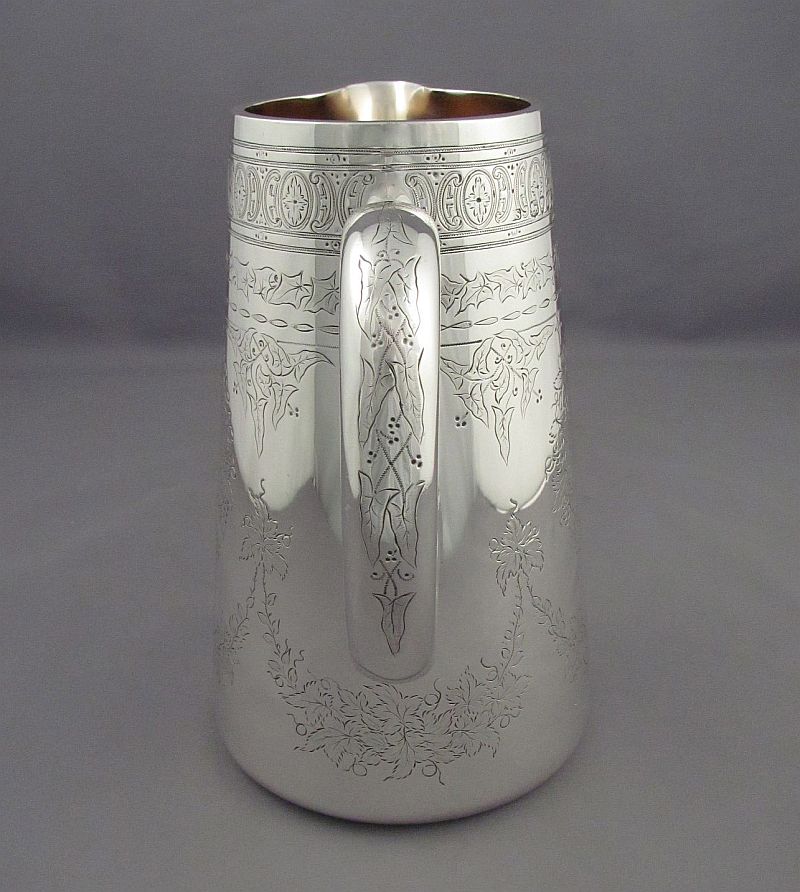 Victorian Sterling Silver Water Pitcher - JH Tee Antiques