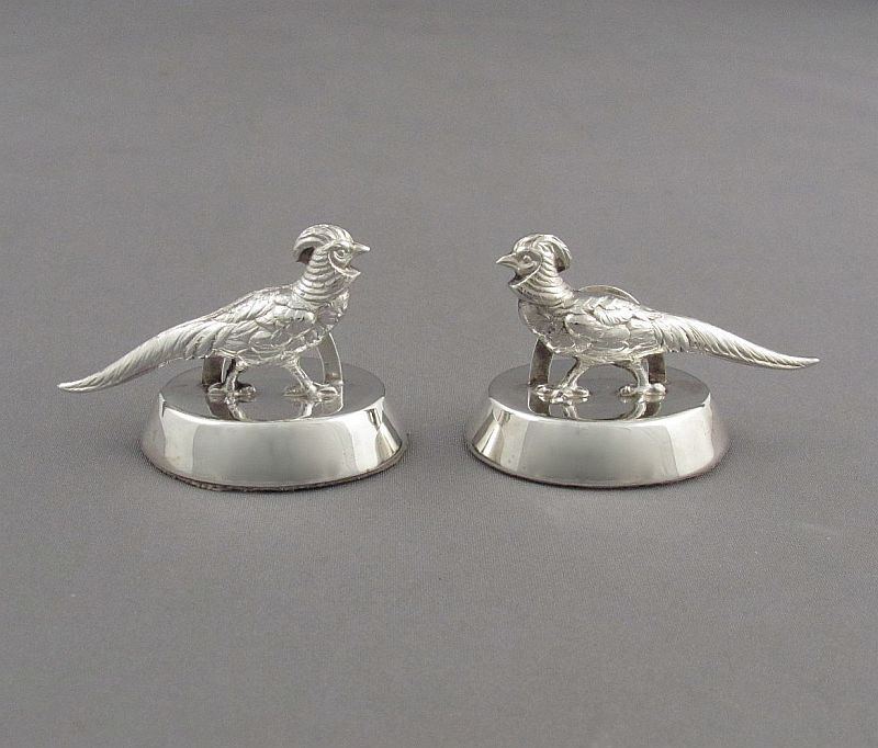 Set of 4 Sampson Mordan Silver Place Card Holders - JH Tee Antiques