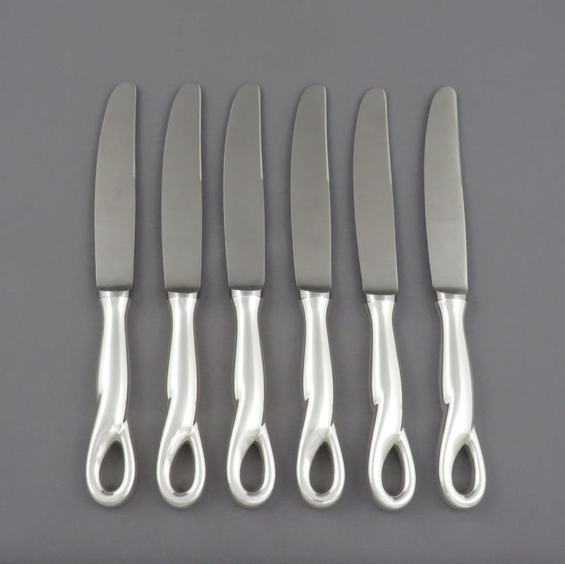 Six Tiffany & Co. Elsa Peretti Sterling Silver Luncheon Knives - JH Tee Antiques