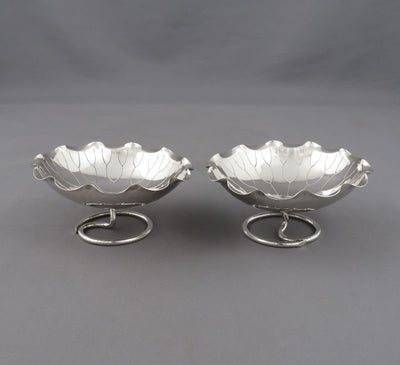 Pair of Chinese Export Silver Bon Bon Dishes - JH Tee Antiques