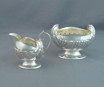 Victorian Sterling Silver Cream and Sugar - JH Tee Antiques