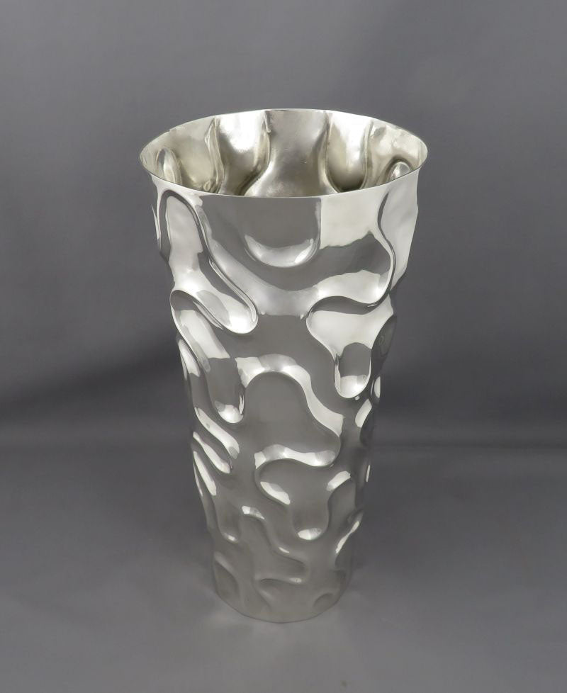 Large Italian Modernist Silver Vase - JH Tee Antiques