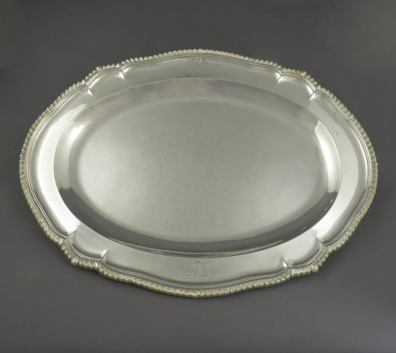 George III Sterling Silver Serving Platter - JH Tee Antiques