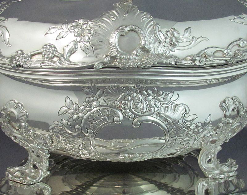 Rococo Silver Soup Tureen on Stand - JH Tee Antiques