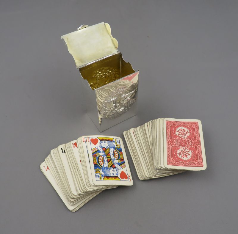 Victorian Sterling Silver Playing Card Box - JH Tee Antiques