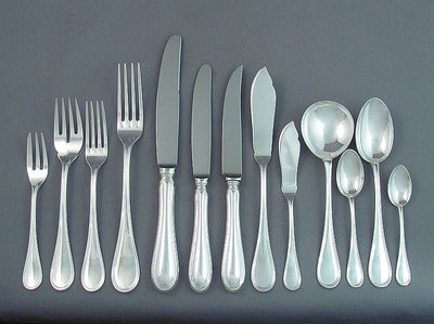 English Sterling Silver Flatware Service for 12 - JH Tee Antiques