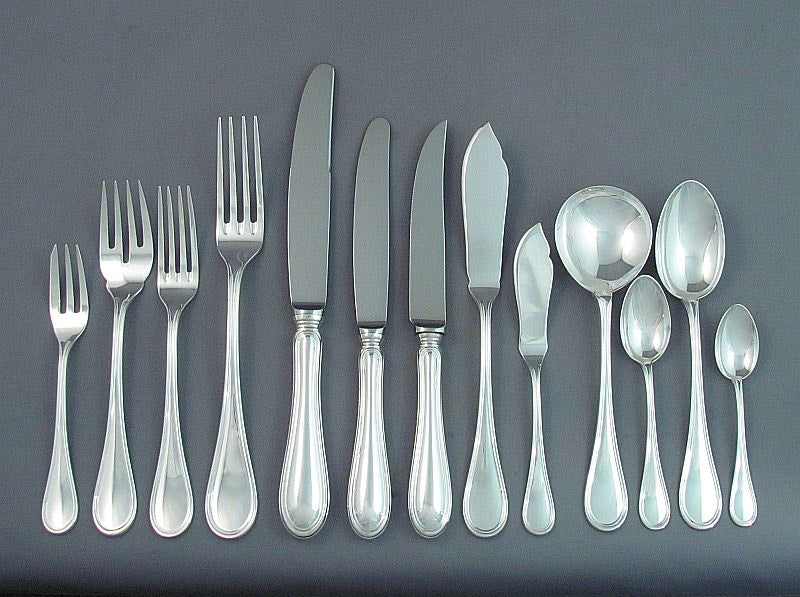 English Sterling Silver Flatware Service for 12 - JH Tee Antiques