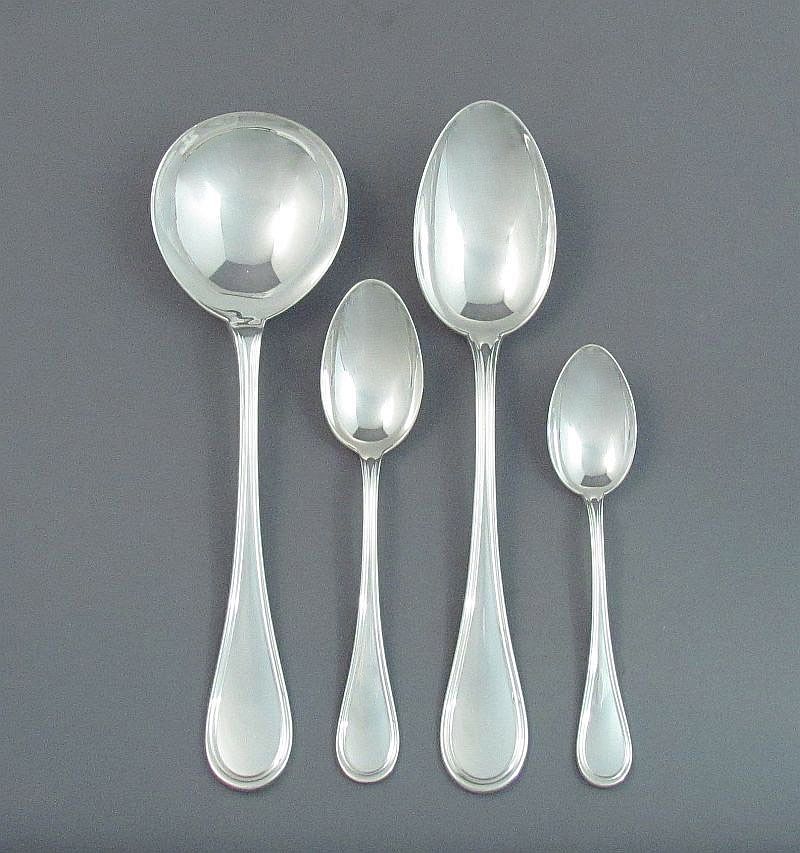 English Sterling Silver Flatware Service for 12 - JH Tee Antiques