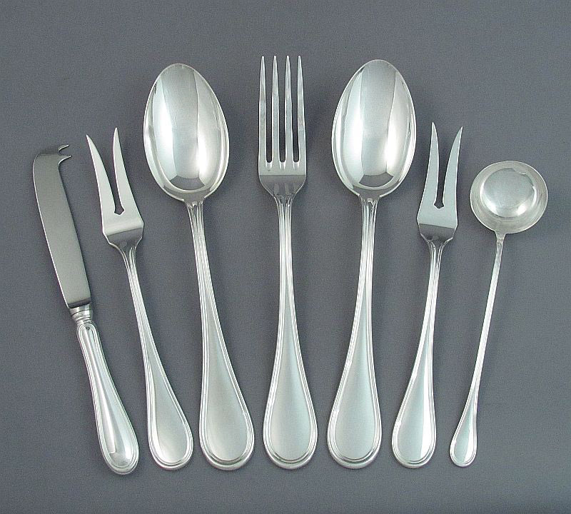 English Sterling Silver Flatware Service for 12 - JH Tee Antiques