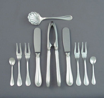 English Sterling Silver Flatware Service for 12 - JH Tee Antiques