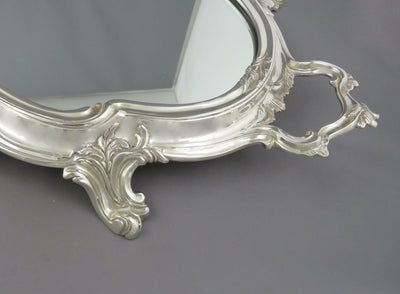 Rococo Silver Mirror Plateau - JH Tee Antiques