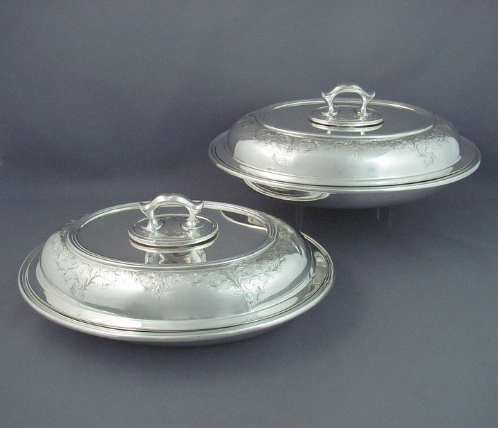 Pair of Birks Sterling Silver Entree Dishes - JH Tee Antiques