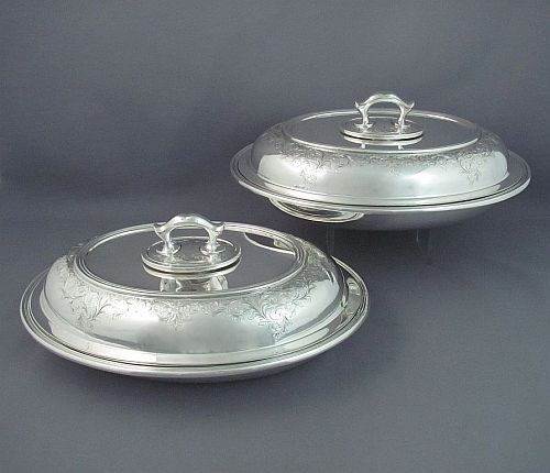Pair of Birks Sterling Silver Entree Dishes - JH Tee Antiques