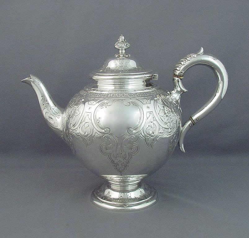 Antique Victorian Sterling Silver Teapot - JH Tee Antiques