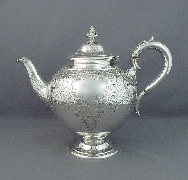 Antique Victorian Sterling Silver Teapot - JH Tee Antiques