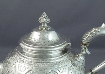 Antique Victorian Sterling Silver Teapot - JH Tee Antiques