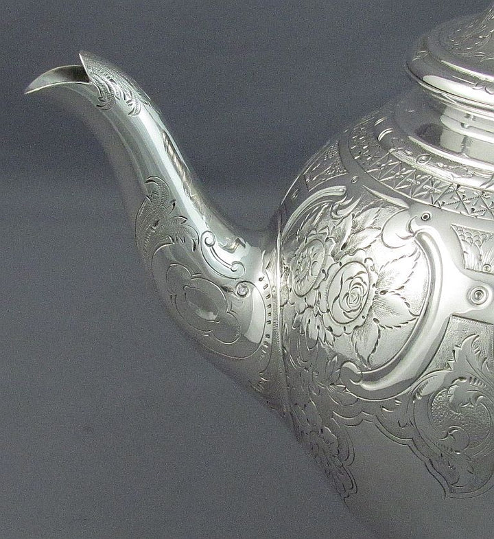 Antique Victorian Sterling Silver Teapot - JH Tee Antiques